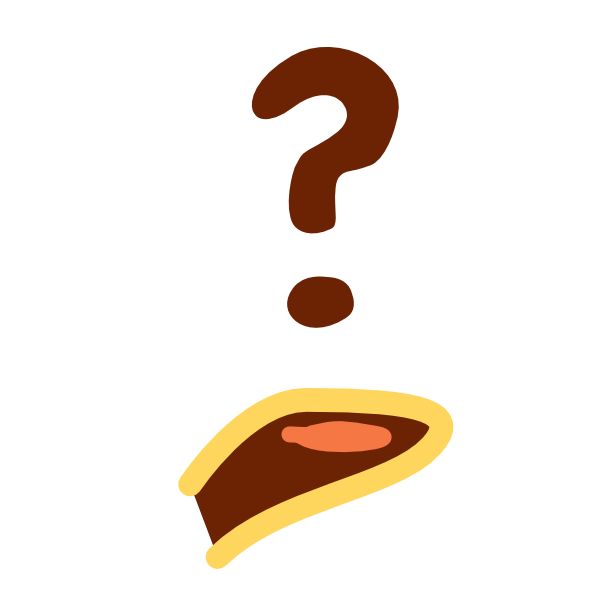 A brown abstract person's arm and hand with brown line art is being held out, with a large brown question mark over the palm. The image has light line art.